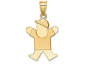 The Kids® Solid Engraveable Boy with Hat on Right Charm / Pendant Necklace
