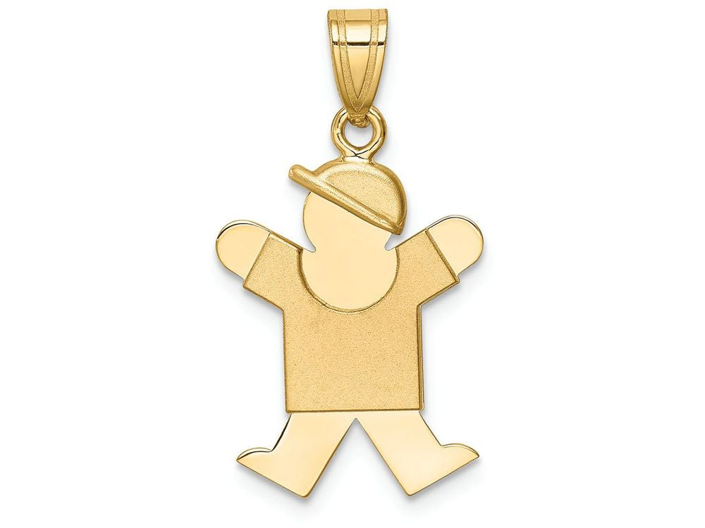The Kids® Solid Engraveable Boy with Hat on Right Charm / Pendant Necklace