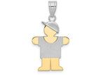 FJC Finejewelers 14k Two-tone Gold Small Boy with Hat On Right Engravable Charm 15 x 25mm