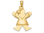 FJC Finejewelers 14k Yellow Gold Puffed Girl with Bow On Left Engravable Charm