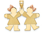 FJC Finejewelers 14k Two-tone Gold Small Double Girls Engravable Charm