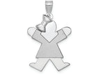 FJC Finejewelers 14k White Gold Medium Girl with Bow On Left Engravable Charm