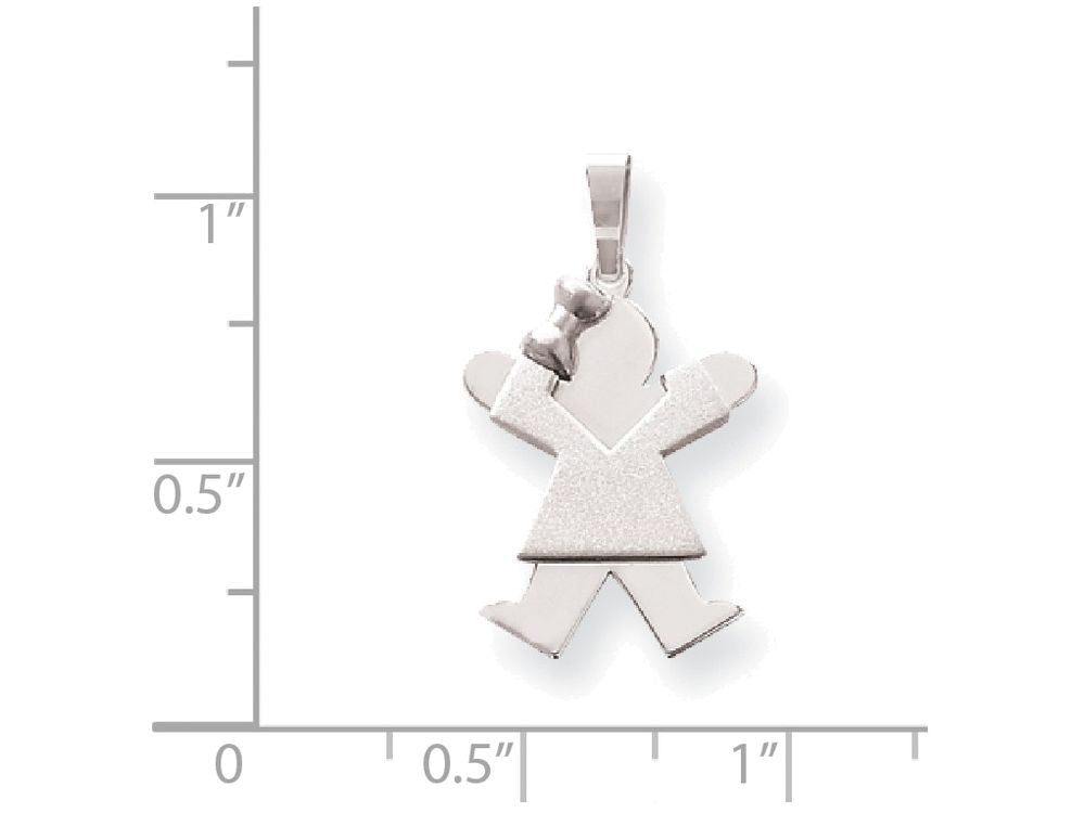 The Kids® Solid Engraveable Girl with Bow on Left Charm / Pendant Necklace