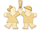 FJC Finejewelers 14k Yellow Gold Solid Engravable Small Girl On Left Boy On Right Charm