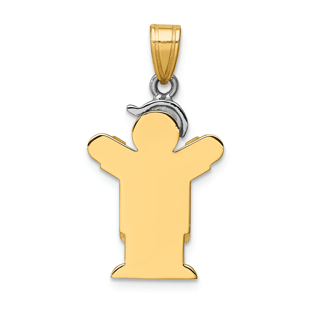 The Kids® Small Boy with Hat on Left Engraveable Charm / Pendant Necklace