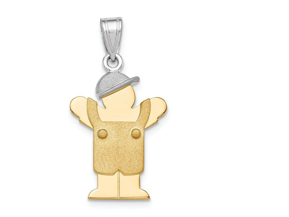 The Kids® Small Boy with Hat on Left Engraveable Charm / Pendant Necklace