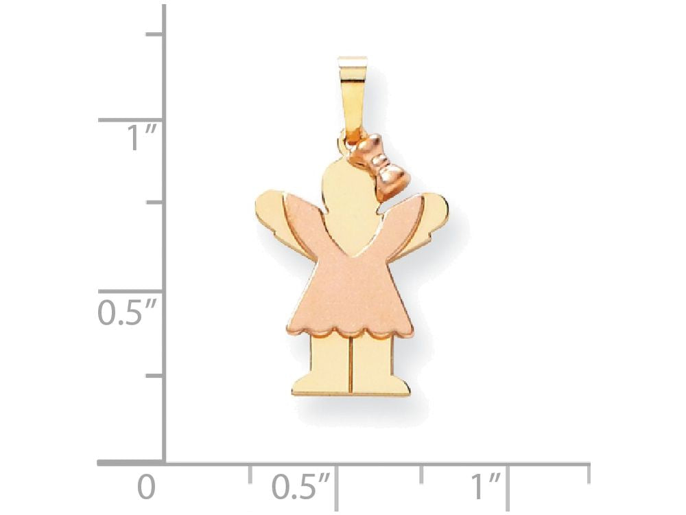 The Kids® Small Girl with Bow on Right Engraveable Charm / Pendant Necklace