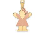 The Kids® Small Girl with Bow on Right Engraveable Charm / Pendant Necklace