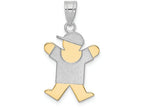 FJC Finejewelers 14k Two-tone Gold Small Boy with Hat On Right Engravable Charm