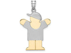 FJC Finejewelers 14k Two-tone Gold Large Boy with Hat On Right Engravable Charm