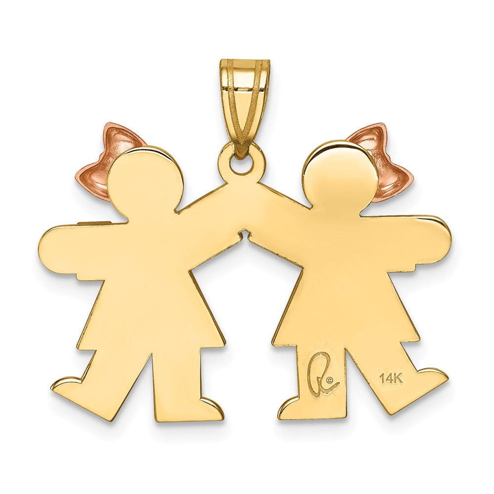 The Kids® Small Double Girls Engraveable Charm / Pendant Necklace