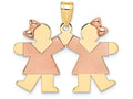 The Kids® Small Double Girls Engraveable Charm / Pendant Necklace