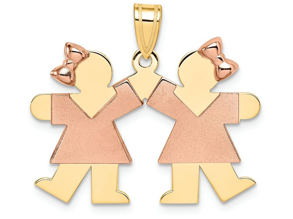 The Kids® Small Double Girls Engraveable Charm / Pendant Necklace