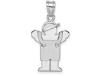 FJC Finejewelers 14k White Gold Small Boy with Hat On Left Engravable Charm 13 x 25mm