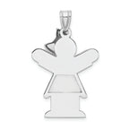 FJC Finejewelers 14k White Gold Medium Girl with Bow On Right Engravable Charm