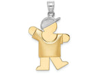 FJC Finejewelers 14k Two-tone Gold Puffed Boy with Hat On Left Engravable Charm