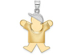FJC Finejewelers 14k Two-tone Gold Puffed Boy with Hat On Right Engravable Charm