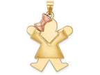 FJC Finejewelers 14k Two-tone Gold Puffed Girl with Bow On Left Engravable Charm 20 x 30mm