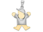 FJC Finejewelers 14k Two-tone Gold Puffed Boy with Hat On Right Engravable Charm