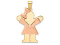 The Kids® Puffed Girl with Bow on Left Engraveable Charm / Pendant Necklace