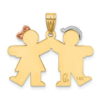 FJC Finejewelers 14 Kt Tri Color Gold Small Boy On Left Girl On Right Engravable Charm