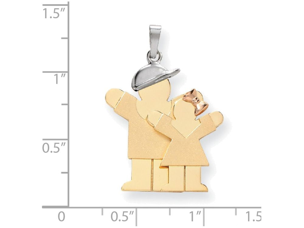 The Kids® Big Boy and Little Girl Engraveable Charm / Pendant Necklace