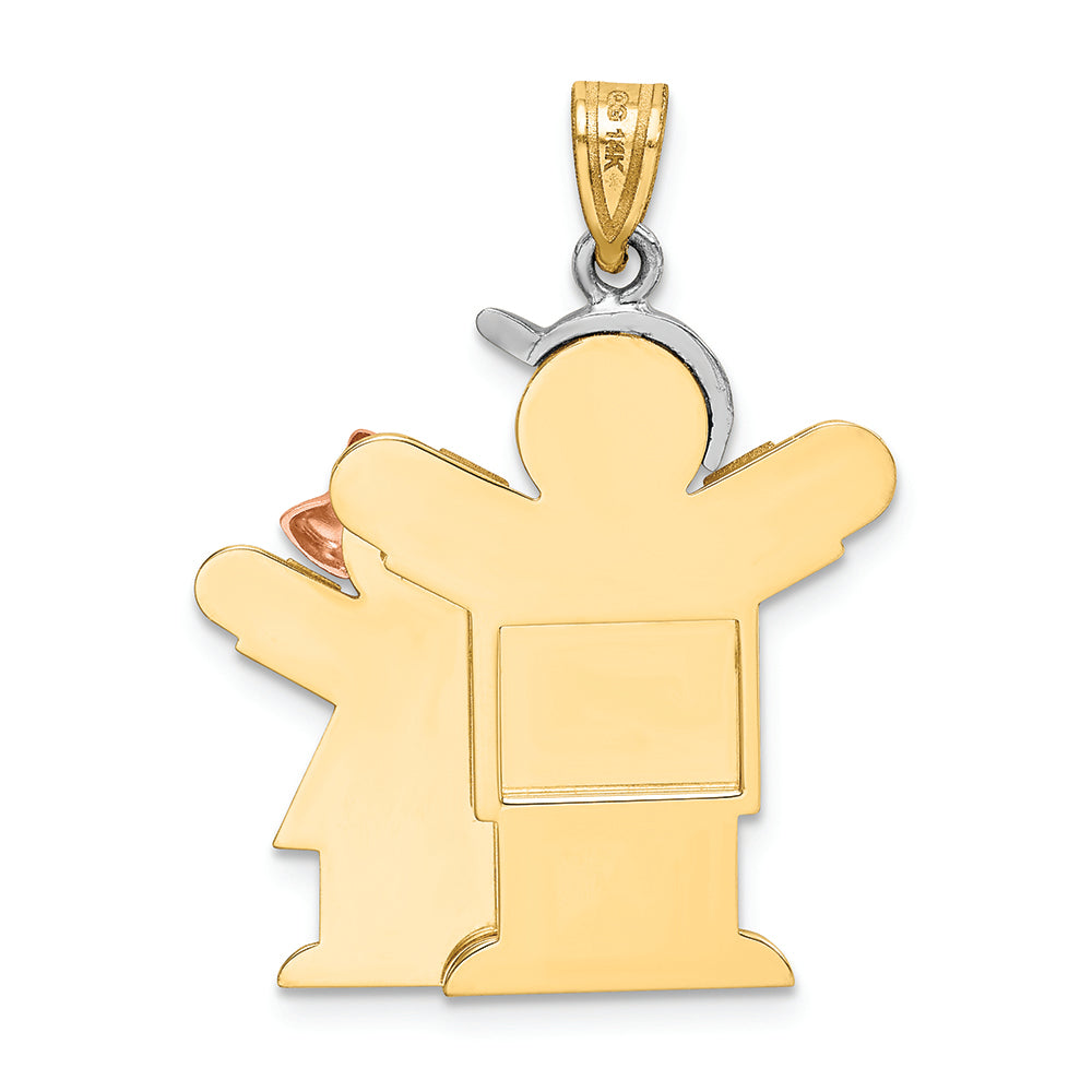 The Kids® Big Boy and Little Girl Engraveable Charm / Pendant Necklace