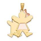 FJC Finejewelers 14 Kt Tri Color Gold Big Girl Little Boy Engravable Charm