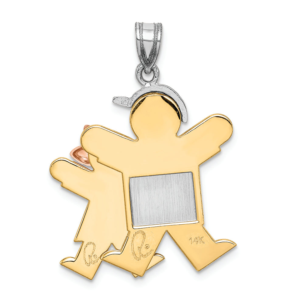 FJC Finejewelers The Kids® Big Boy and Little Girl Engraveable Charm / Pendant Necklace