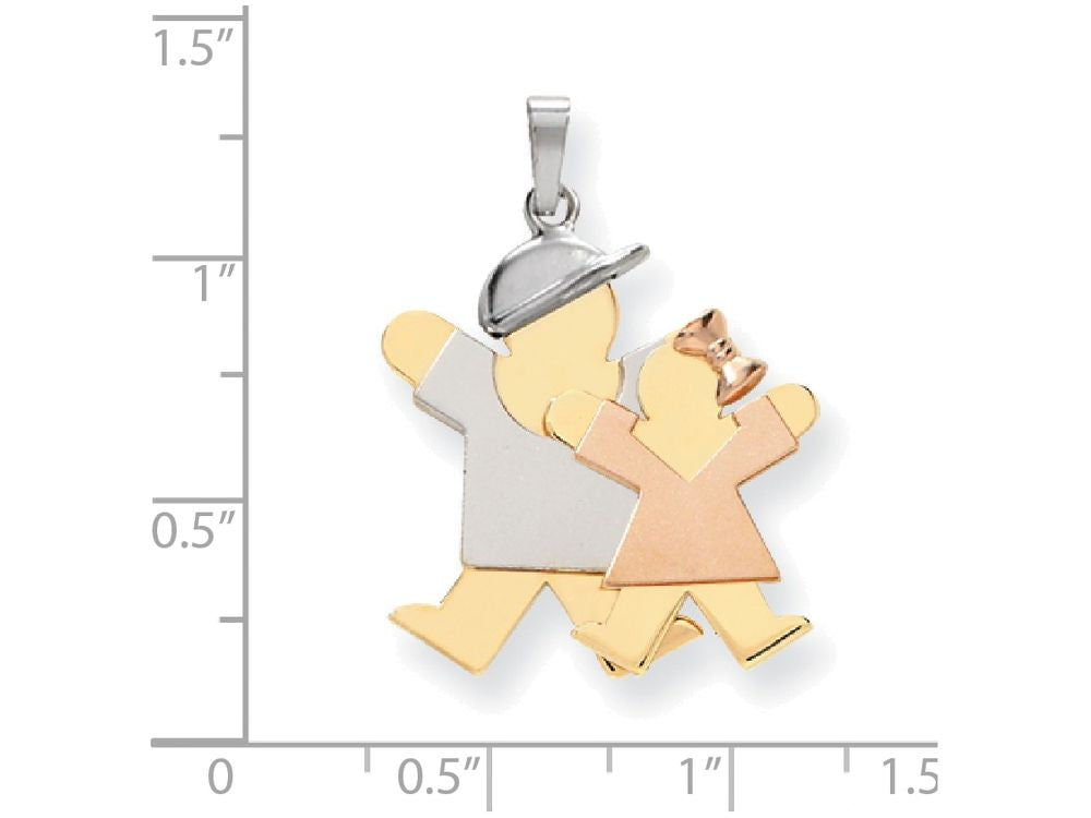 FJC Finejewelers The Kids® Big Boy and Little Girl Engraveable Charm / Pendant Necklace