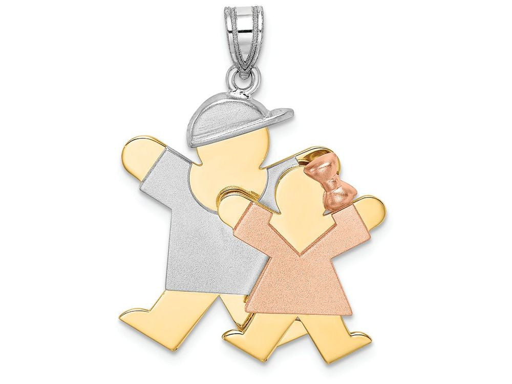 FJC Finejewelers The Kids® Big Boy and Little Girl Engraveable Charm / Pendant Necklace