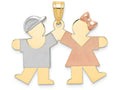 The Kids® Small Boy on Left and Girl on Right Engraveable Charm / Pendant Necklace
