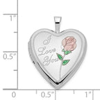 FJC Finejewelers 14k 20mm White Gold Enamel Rose I Love You Heart Locket Pendant Necklace 18 inch chain included