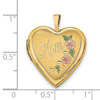 FJC Finejewelers 14k 20mm Enamel Flowers Mom Heart Locket Pendant Necklace 18 inch chain included