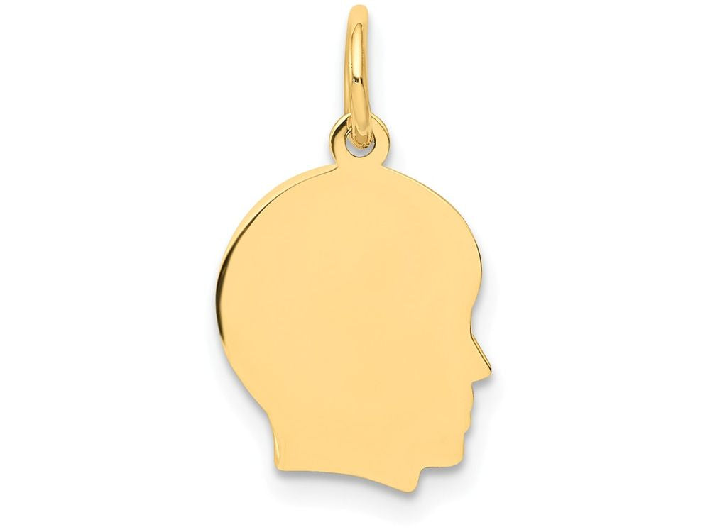 FJC Finejewelers 14k Yellow Gold Plain Small .009 Gauge Facing Right Engravable Boy Head Charm