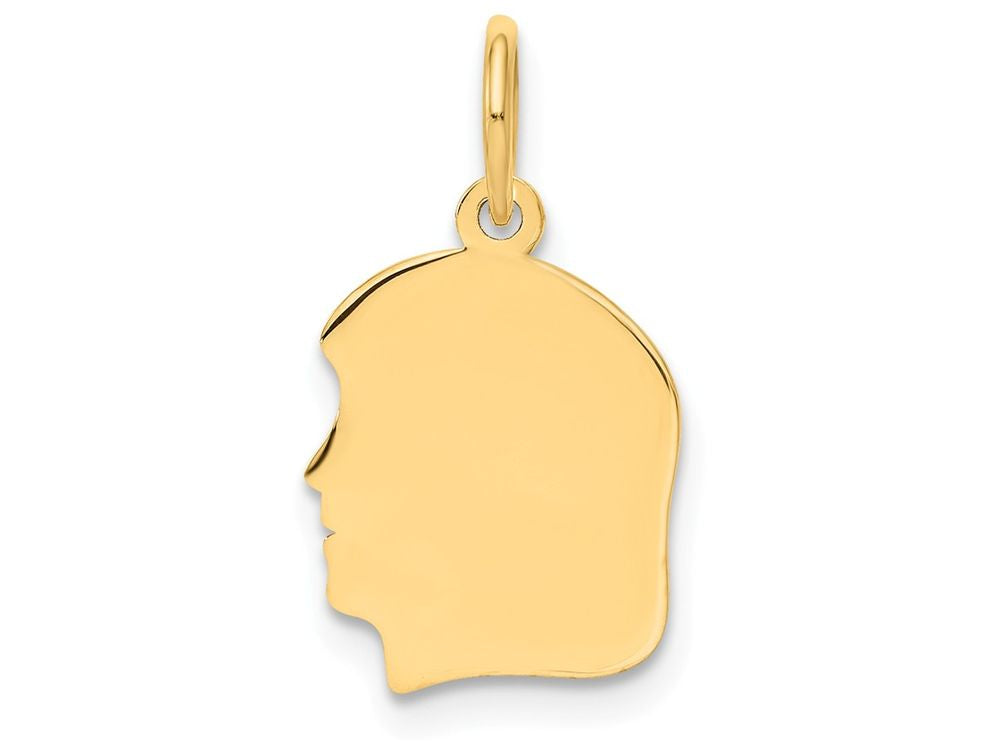 FJC Finejewelers 14k Yellow Gold Plain Small .035 Gauge Facing Left Engravable Girl Head Charm