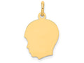 FJC Finejewelers 14k Yellow Gold Plain Medium .018 Gauge Facing Left Engravable Boy Head Charm