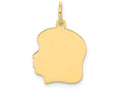 FJC Finejewelers 14k Yellow Gold Plain Medium .011 Gauge Facing Left Engravable Girl Head Charm 13 x 22mm
