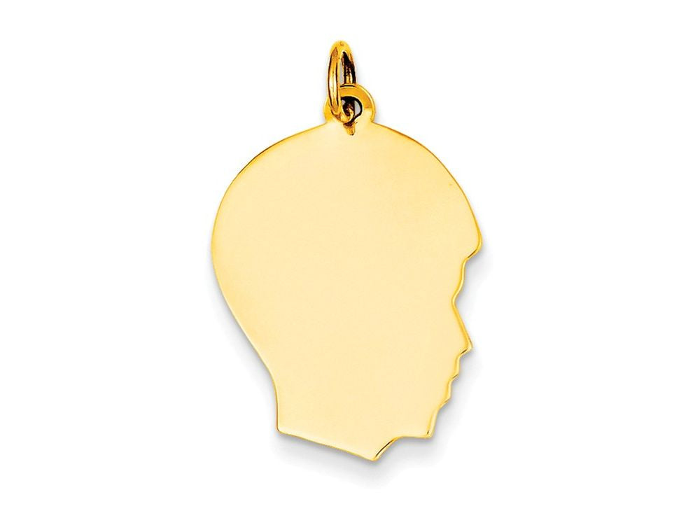 FJC Finejewelers 14k Yellow Gold Plain Medium .009 Gauge Facing Right Engravable Boy Head Charm
