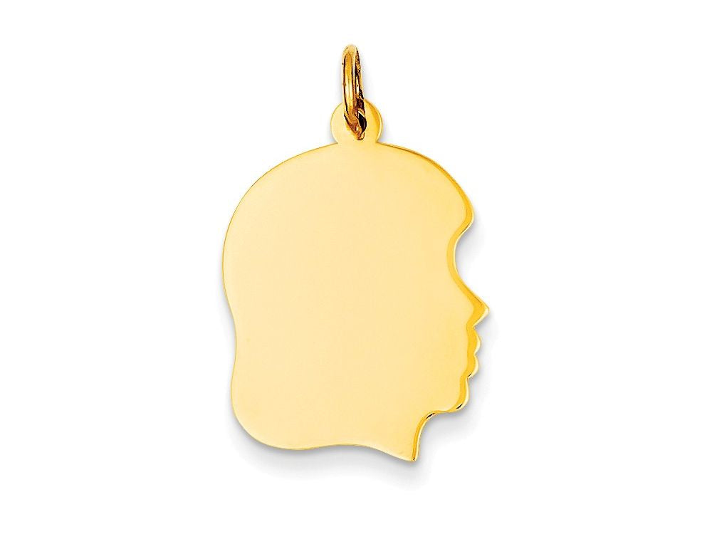 FJC Finejewelers 14k Yellow Gold Plain Medium .011 Gauge Facing Right Engravable Girl Head Charm