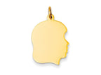 FJC Finejewelers 14k Yellow Gold Plain Medium .018 Gauge Facing Right Engravable Girl Head Charm