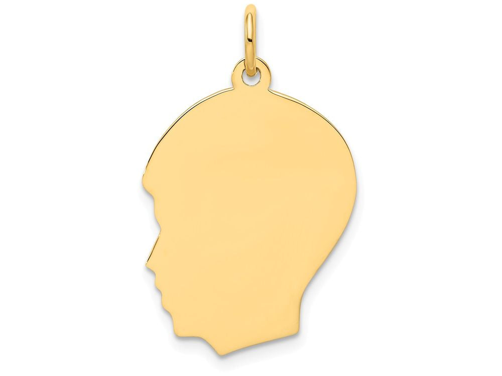 FJC Finejewelers 14k Yellow Gold Plain Medium .009 Gauge Facing Left Engravable Boy Head Charm 17 x 27mm