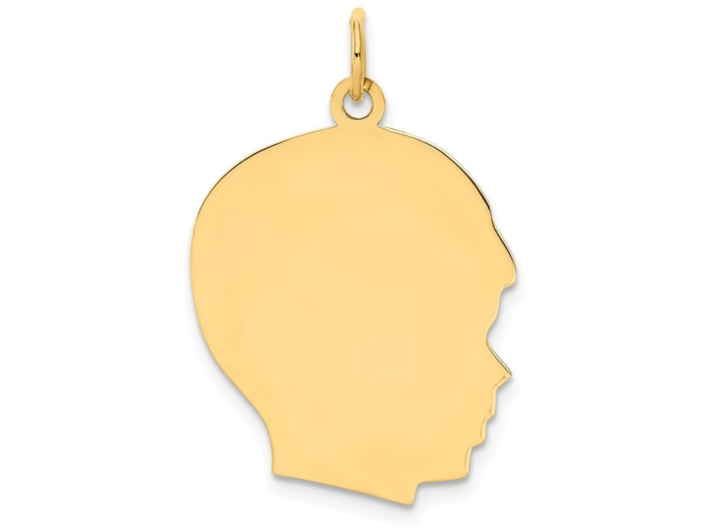 FJC Finejewelers 14k Yellow Gold Plain Large .009 Gauge Facing Right Engravable Boy Head Charm