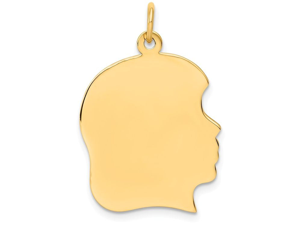 FJC Finejewelers 14k Yellow Gold Plain Large .013 Gauge Facing Right Engravable Girl Head Charm