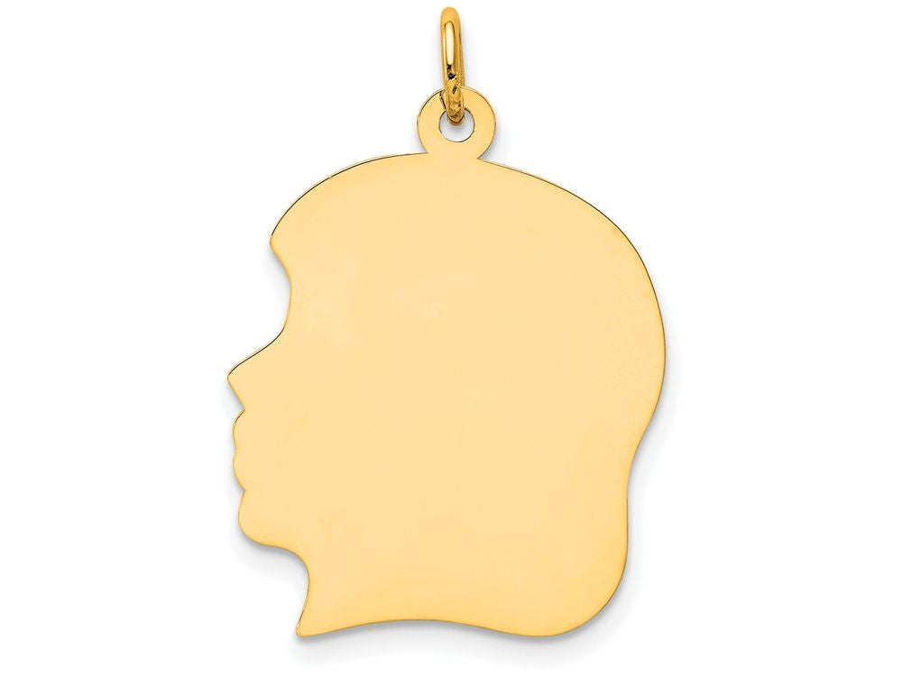 FJC Finejewelers 14k Yellow Gold Plain Large .011 Gauge Facing Left Engravable Girl Head Charm