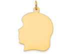 FJC Finejewelers 14k Yellow Gold Plain Large .018 Gauge Facing Left Engravable Girl Head Charm