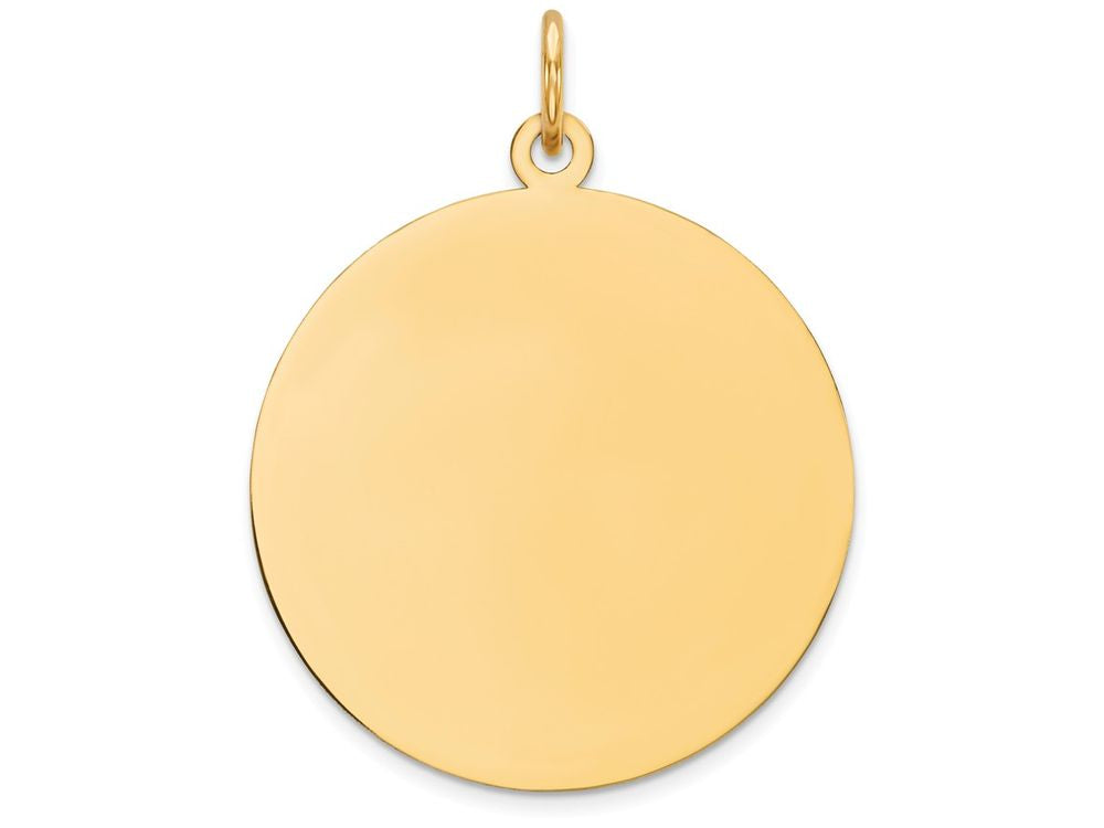 FJC Finejewelers 14k Yellow Gold Plain .027 Gauge Circular Engravable Disc Charm 24 x 31mm