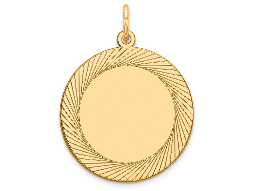 FJC Finejewelers 14k Yellow Gold Etched Design .027 Gauge Circular Engravable Disc Charm 19 x 25mm