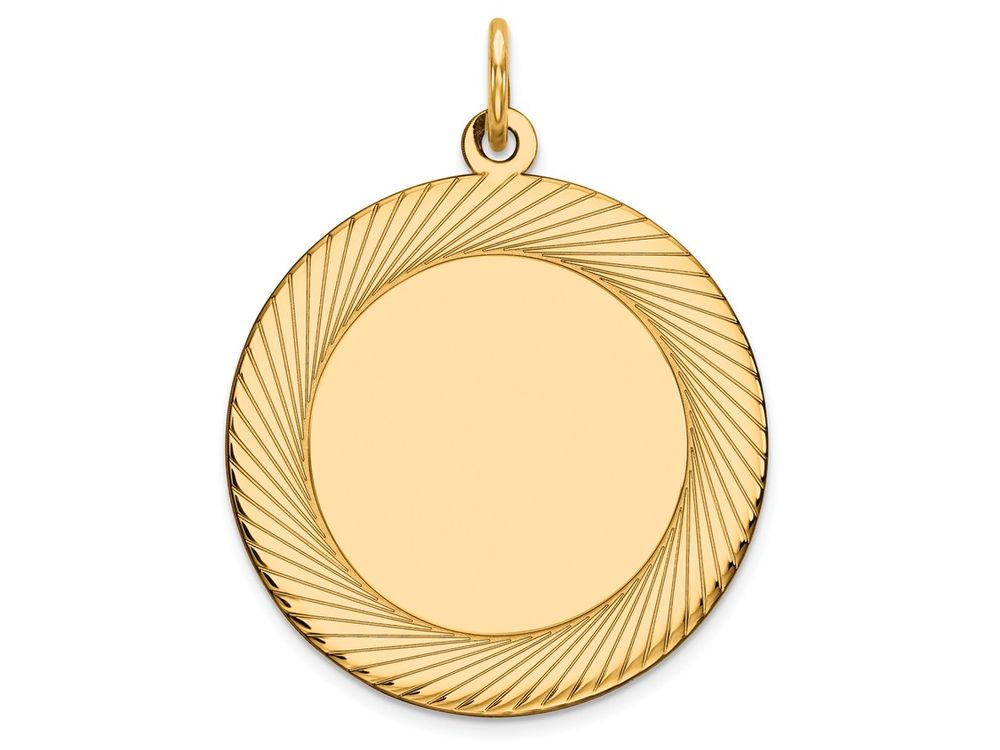 FJC Finejewelers 14k Yellow Gold Etched Design .018 Gauge Circular Engravable Disc Charm 22 x 29mm