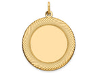 FJC Finejewelers 14k Yellow Gold Etched Design .027 Gauge Circular Engravable Disc Charm 22 x 29mm